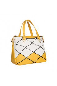 Women Cowhide Bowling Shoulder Bag / Tote Blue / Yellow