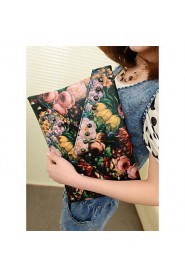 Women PU Leather Floral Print Rivet Envelope Clutch Bag Messenger Bag