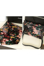 Women PU Leather Floral Print Rivet Envelope Clutch Bag Messenger Bag