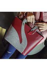 Women PU Barrel Shoulder Bag / Tote / Satchel Red / Black