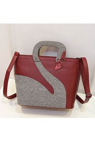 Women PU Barrel Shoulder Bag / Tote / Satchel Red / Black