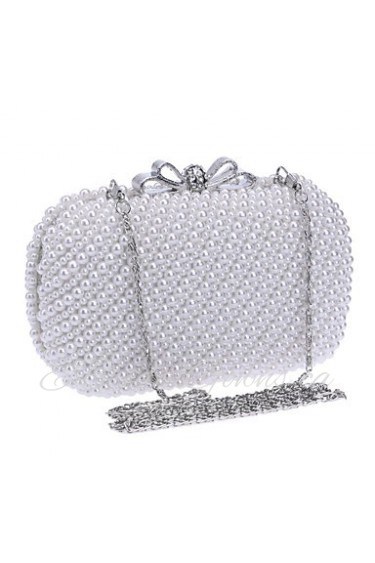 Women Polyester / Metal Minaudiere Clutch / Evening Bag White / Beige / Pink