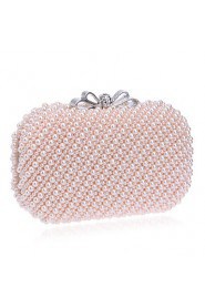 Women Polyester / Metal Minaudiere Clutch / Evening Bag White / Beige / Pink