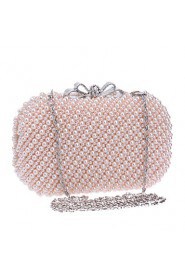 Women Polyester / Metal Minaudiere Clutch / Evening Bag White / Beige / Pink