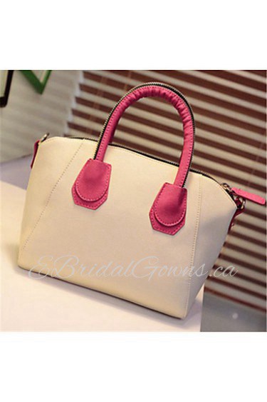 Women PU Baguette Tote White / Pink / Blue