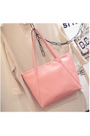 Women PU Shopper Tote White / Pink / Purple / Blue / Red / Black / Fuchsia