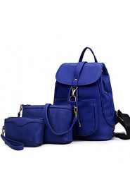 Women PU Bucket Backpack / School Bag / Travel Bag White / Blue / Red / Black