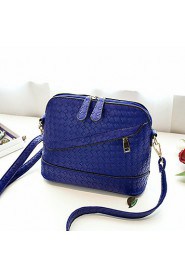 Women PU Shell Shoulder Bag Blue / Black