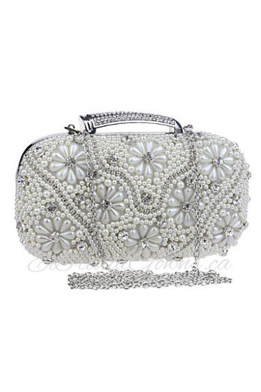 Women Polyester / Metal Minaudiere Clutch / Evening Bag Silver