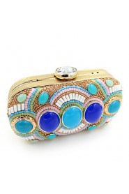 Women's Luxury High grade Retro Manual Set Of Blue Stones Party/Evening Bag