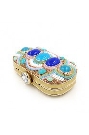 Women's Luxury High grade Retro Manual Set Of Blue Stones Party/Evening Bag