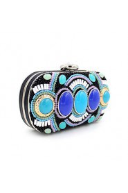 Women's Luxury High grade Retro Manual Set Of Blue Stones Party/Evening Bag