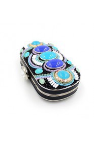 Women's Luxury High grade Retro Manual Set Of Blue Stones Party/Evening Bag