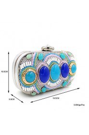 Women's Luxury High grade Retro Manual Set Of Blue Stones Party/Evening Bag