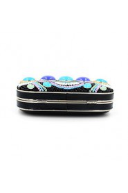 Women's Luxury High grade Retro Manual Set Of Blue Stones Party/Evening Bag