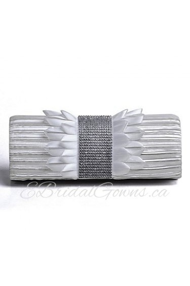 Women Satin Minaudiere Tote / Evening Bag White / Black