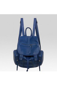 Women PU Bucket Backpack / School Bag / Travel Bag Blue / Red / Silver / Gray / Black