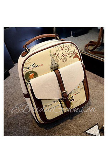 Women PU Bucket Backpack White / Brown / Black / Khaki