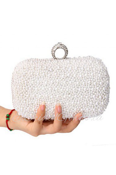 Women Polyester / Metal Minaudiere Clutch / Evening Bag White