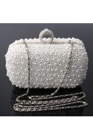 Women Polyester / Metal Minaudiere Clutch / Evening Bag White