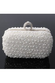 Women Polyester / Metal Minaudiere Clutch / Evening Bag White