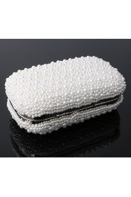 Women Polyester / Metal Minaudiere Clutch / Evening Bag White