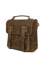 Unisex Cowhide Messenger Shoulder Bag / Tote / School Bag Brown