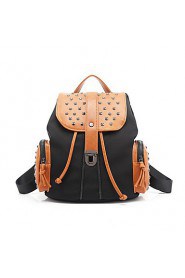 Women PU / Nylon Bucket Backpack Brown / Black