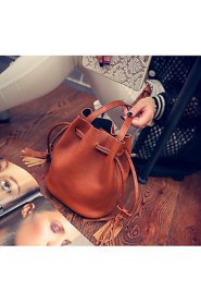 Women PU Bucket Shoulder Bag Green / Brown / Black