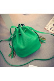 Women PU Bucket Shoulder Bag Green / Brown / Black