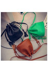 Women PU Bucket Shoulder Bag Green / Brown / Black