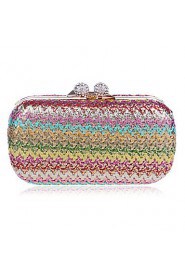 Women PU / Polyester / Metal Minaudiere Clutch / Evening Bag Black / Multi color