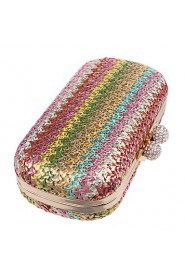 Women PU / Polyester / Metal Minaudiere Clutch / Evening Bag Black / Multi color