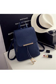 Women PU Bucket Backpack Blue / Black