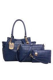 Women PU Barrel Shoulder Bag / Tote / Satchel / Clutch Blue / Gold / Black / Burgundy