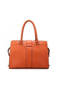 Real Genuine Cowhide Leather Purse Satchel Shoulder Bag Shopper Handbag Briefcase Lock Women New Orange