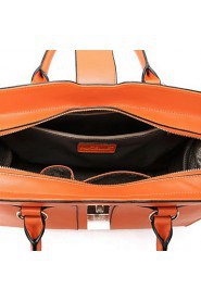 Real Genuine Cowhide Leather Purse Satchel Shoulder Bag Shopper Handbag Briefcase Lock Women New Orange