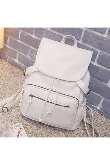 Women PU Bucket Backpack / School Bag / Travel Bag White / Red / Gray / Black