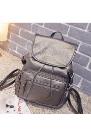 Women PU Bucket Backpack / School Bag / Travel Bag White / Red / Gray / Black