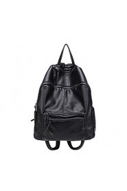 Women PU Bucket Backpack Black