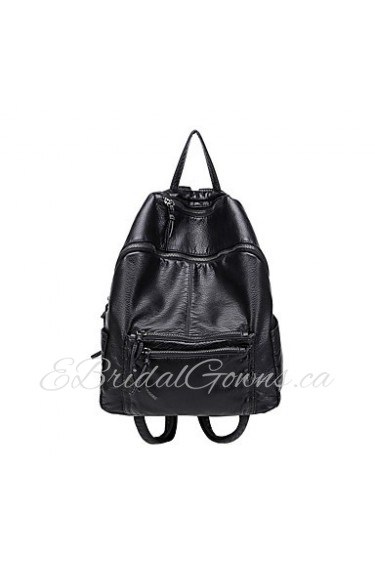 Women PU Bucket Backpack Black