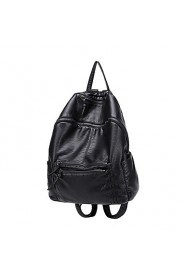 Women PU Bucket Backpack Black