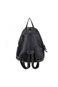 Women PU Bucket Backpack Black