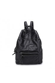 Women PU Bucket Backpack Black