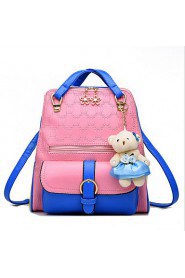 Women PU Bucket Backpack / School Bag White / Beige / Pink / Blue / Red / Black