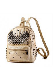 Women PU Bucket Backpack / School Bag / Travel Bag Gold / Gray / Black