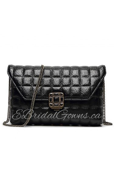 Women PU Sling Bag Shoulder Bag Silver / Black