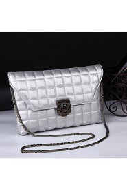 Women PU Sling Bag Shoulder Bag Silver / Black