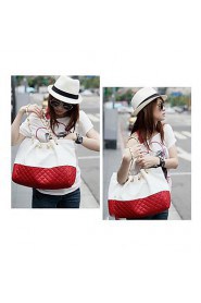 Women PU Shopper Tote Red / Black