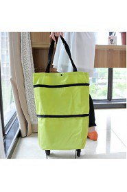 Folding Tug Bag Vehicle Hide Wheeled Travel Bag Tension Bar Cart Trolley Shopping Bag Oxford Shoulder Bag